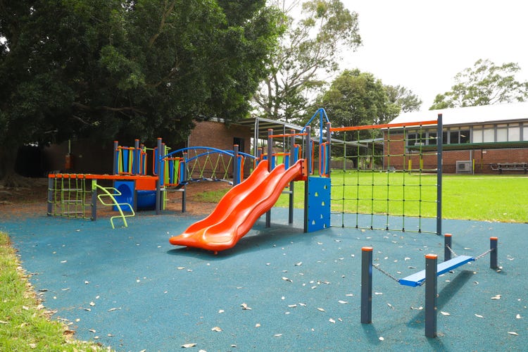 Colourful play equipment in the playground